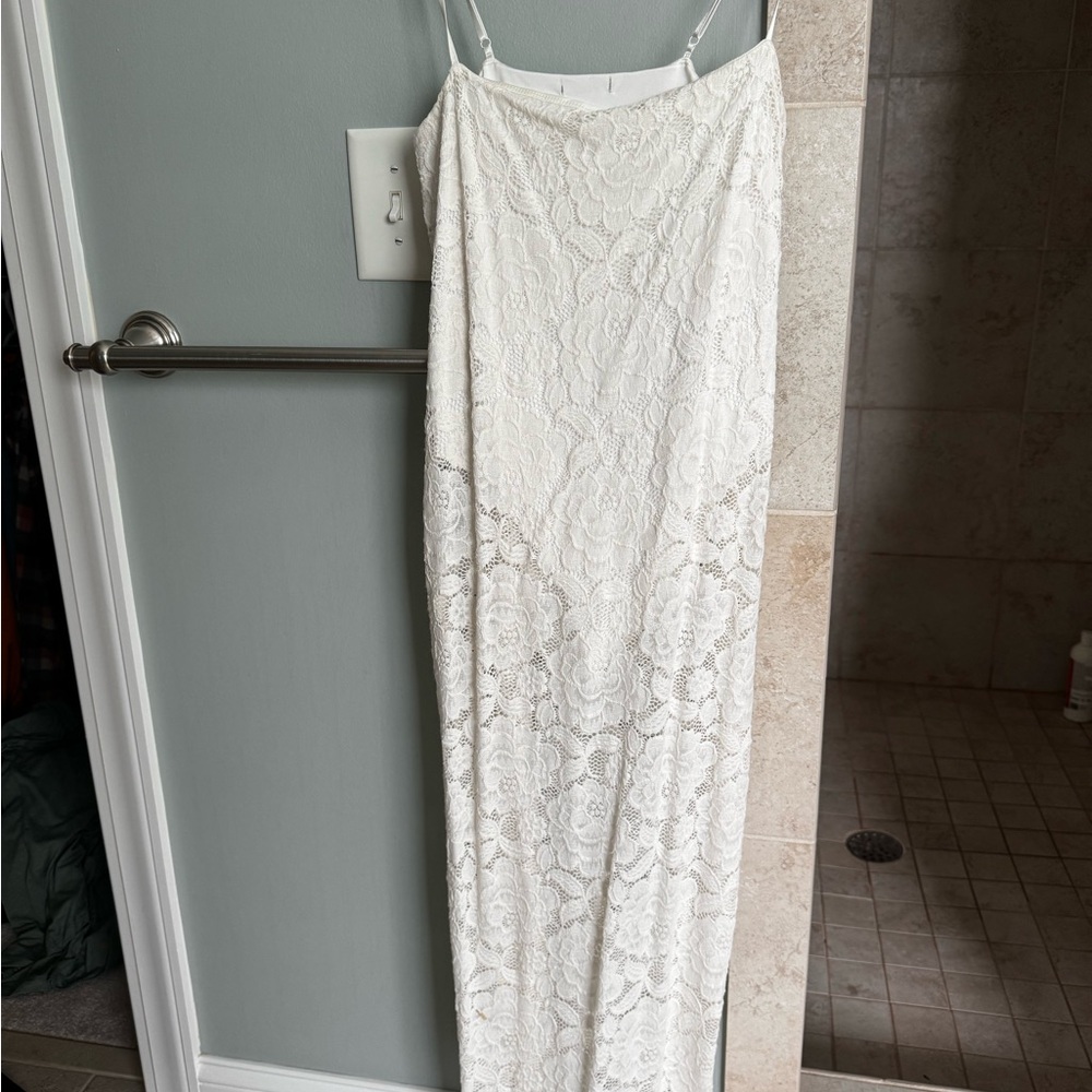 White Lace Maxi Slip Dress